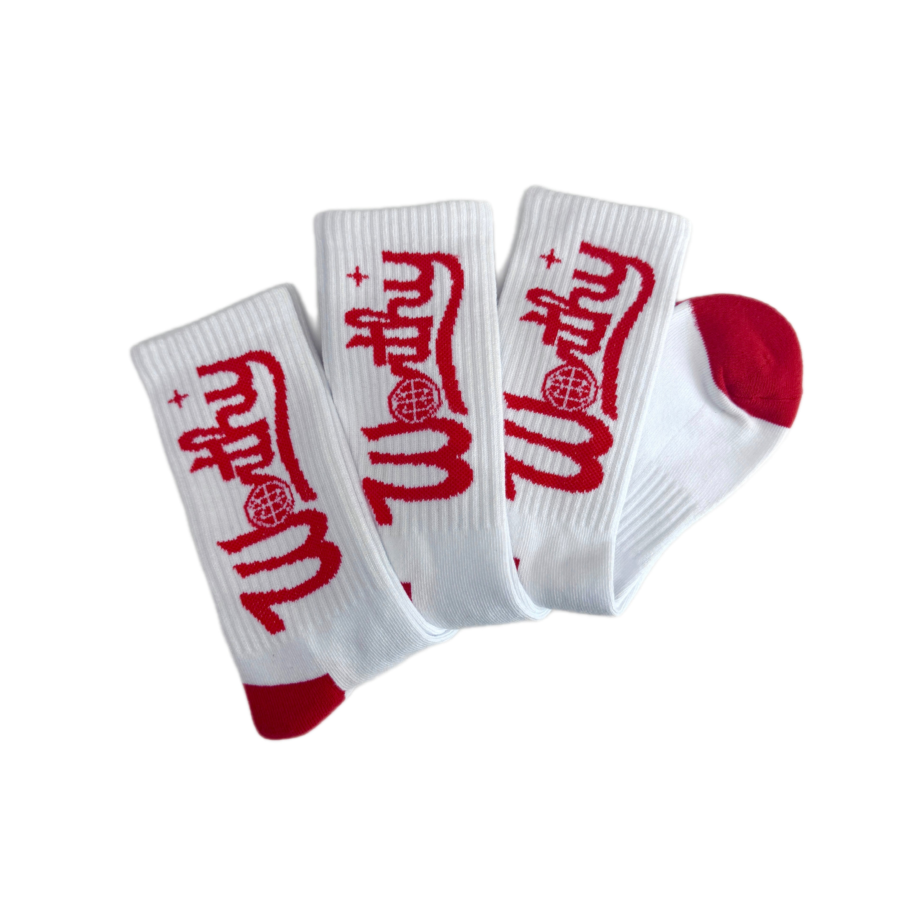 3 Pack Worthy Socks White/Red